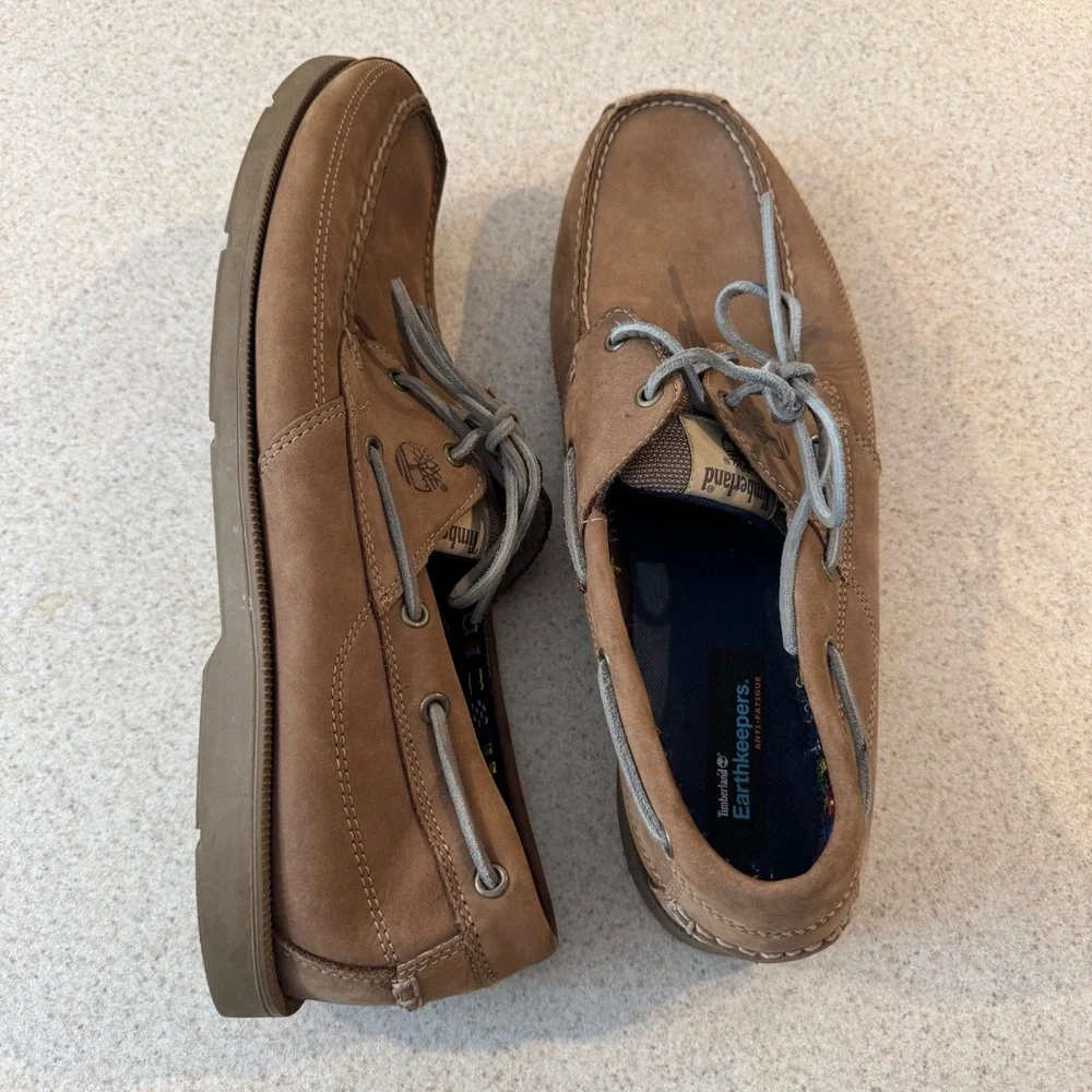Timberland Earthkeepers Boat Shoes Mens 15M Tan Brown Leather Nautical